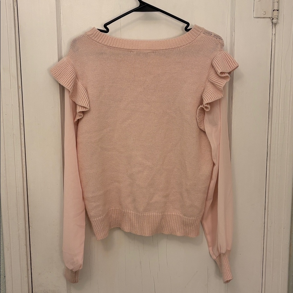Cato Blush Ruffled Crew Neck Sweater - Picture 3 of 5